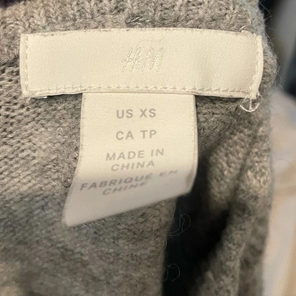 H&M gray striped pullover sweater wool blend size XS - Picture 4 of 6